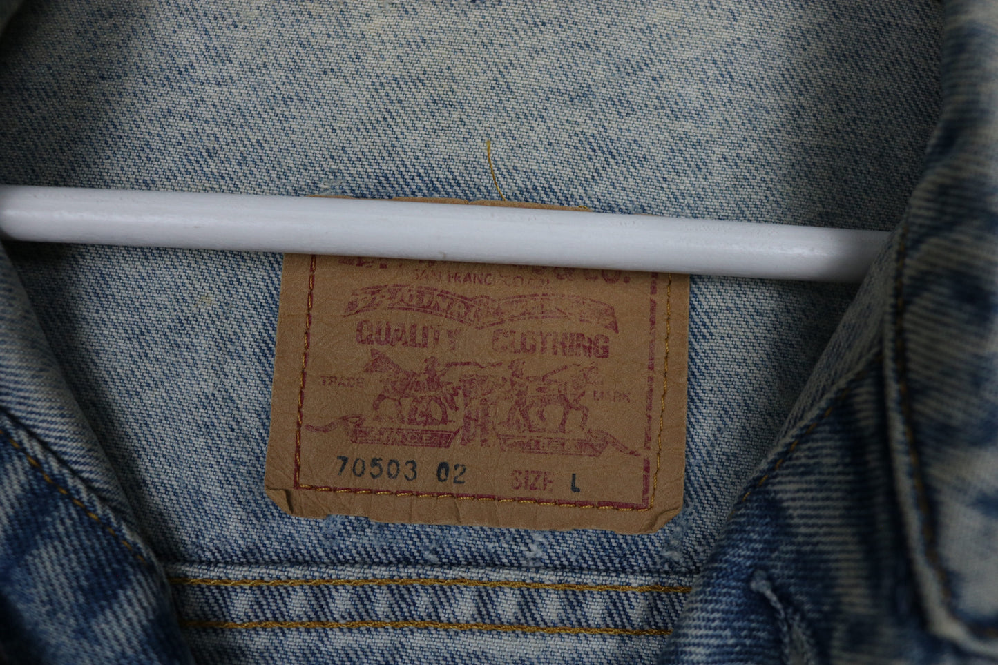 1990s Vintage distressed Levi's 70503 Trucker Weste L