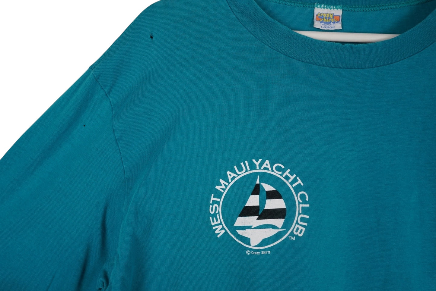 1980s Vintage distressed Crazy Shirts West Maui Yacht Club Longsleeve M (L)
