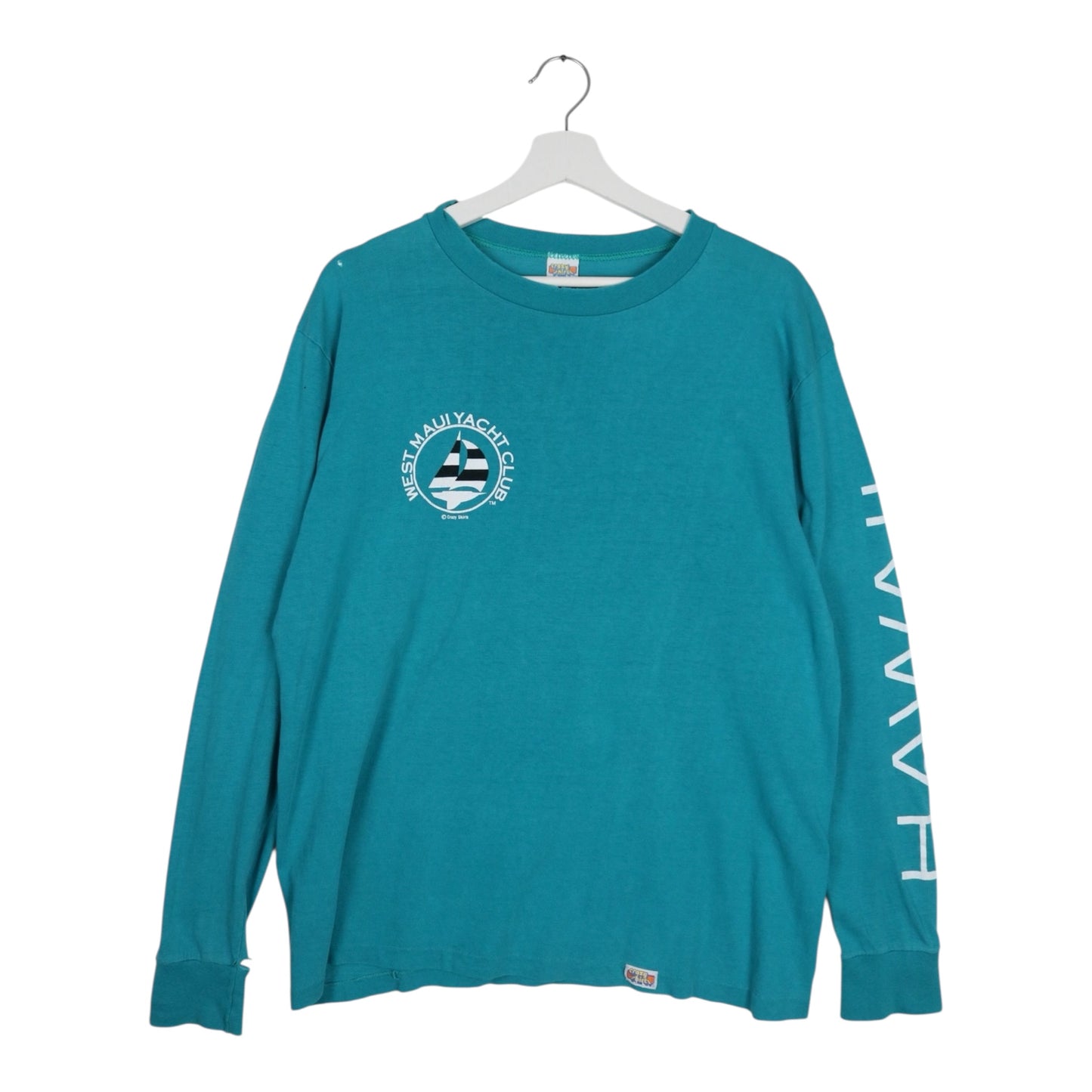 1980s Vintage distressed Crazy Shirts West Maui Yacht Club Longsleeve M (L)